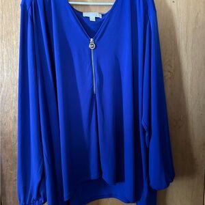 Michael Kors Royal Blue Blouse with Zipper Detail